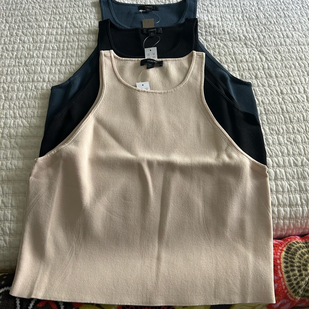 J.CREW cropped, ribbed, racerback tanks, selling as the set of 3.